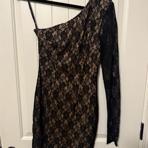 Forever 21 Black Lace One-Shoulder Dress